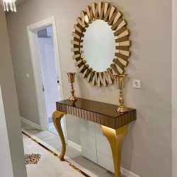 Bronz 80 cm Piyano Saat ve Dresuar Takımı